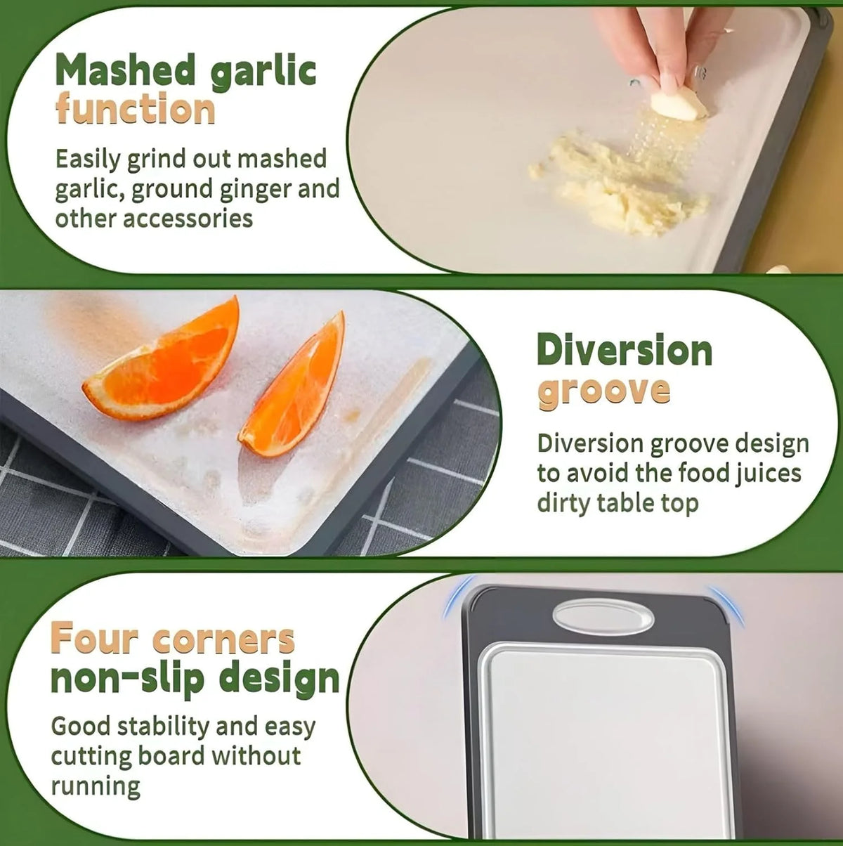 Stainless Steel Cutting Board for Kitchen Double-Sided Chopping Board with Non-Slip Edge, Kitchen Tool for Meat and Vegetables