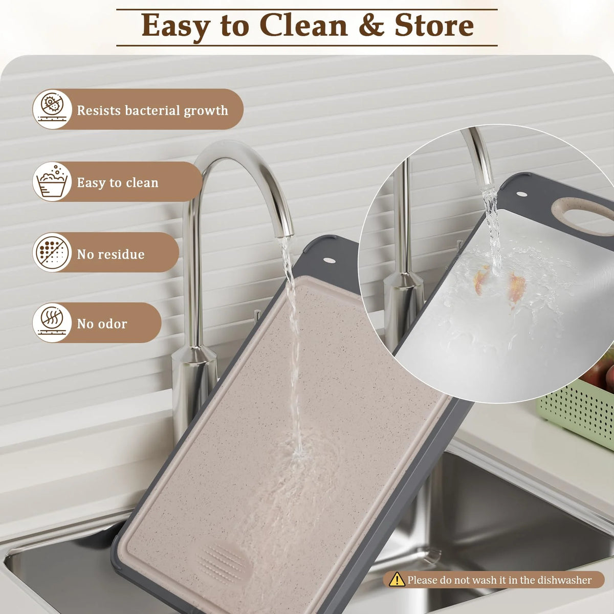 Stainless Steel Cutting Board for Kitchen Double-Sided Chopping Board with Non-Slip Edge, Kitchen Tool for Meat and Vegetables