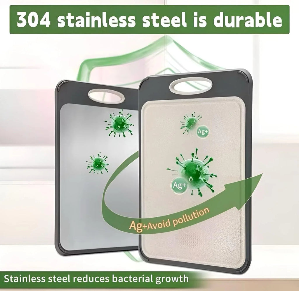 Stainless Steel Cutting Board for Kitchen Double-Sided Chopping Board with Non-Slip Edge, Kitchen Tool for Meat and Vegetables
