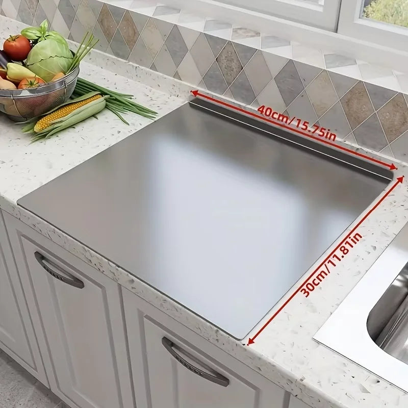 Durable Stainless Steel Chopping Board Anti Slip Edge Ideal For Meats Veggies Baking Easy Wash Built In Drip Rim For Kitchen Use